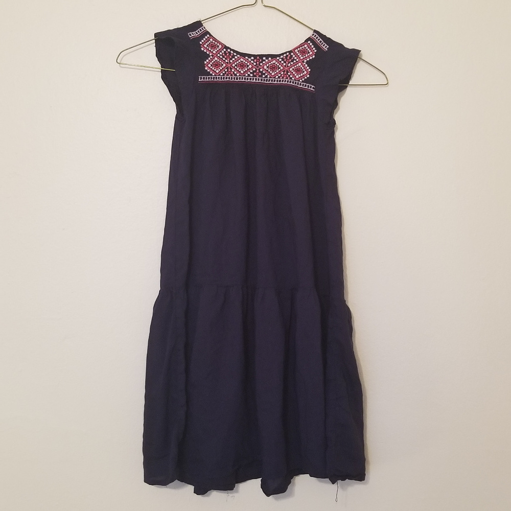 Osh Kosh Girls' Navy Blue Embroidered Dress - 5T